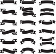 © Shahriar - Ribbon Banners Elements Simple Black Shapes Set on Transparent Backdrop