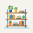 © 7lung - Bookshelf with plants and books, home decor and organization.