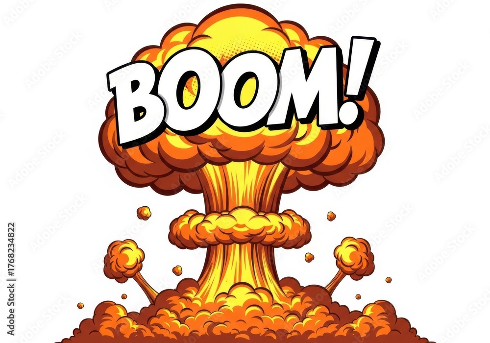 Explosion boom comic style text effect image isolated on white ...