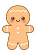 © MAsif - Kawaii gingerbread cookie. cute smiling gingerbread cookie with frosting and candy buttons.