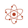 © fazlay907 - Red atom symbol with orbiting electrons on white background science physics