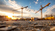 © Vorthex Studio - Construction site sunset: ground level view
