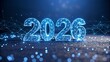 © Art Mania - Futuristic 2026 new year design with glowing technology connecting digital dots, envisioning innovation and bright beginnings for the coming year