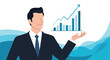 © OnupomDotto - Businessman presenting a rising graph and bar chart, symbolizing growth and success.