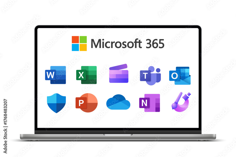 Laptop computer with logo Microsoft 365 programs and services Stock ...