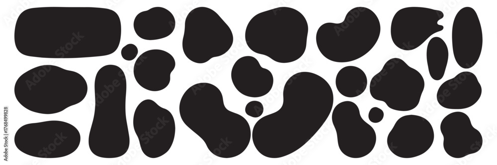 Abstract organic blob shapes set. Fluid wavy round forms and soft ...