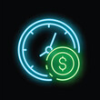 © ylivdesign - Glowing neon sign is showing the relation between time and money