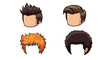 © Mali - Diverse cartoon hairstyles collection featuring various styles and colors for graphic design