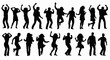 © jamal - Silhouette illustration of a large group of people dancing and celebrating with various poses and gestures
