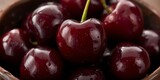Fresh Red Cherries with Water Droplets