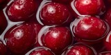 Fresh Red Cherries with Water Droplets