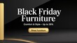 © Skyfe - Black & Gold 3D Black Friday Furniture Banner — Luxury Modern Hero Header with 'Shop' CTA