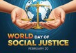 © Rokeya_Picto_Ai - Hands hold a golden scale of justice against a backdrop of the earth, celebrating world day of social justice on february 20