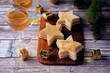 © nata_vkusidey - Ham tomato and cheese canape sandwiches in the form of star for Christmas holidays