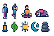 © Hubba Bubba - Yoga, meditation flat icon set. wellness and relaxation pixel icons collection