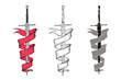 © Leonid - Medieval sword with ribbon in three styles