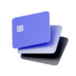 © Charcoal3d - 3D icon of multiple floating bank cards For managing multiple payment methods, comparing credit cards, and representing various financial accounts.