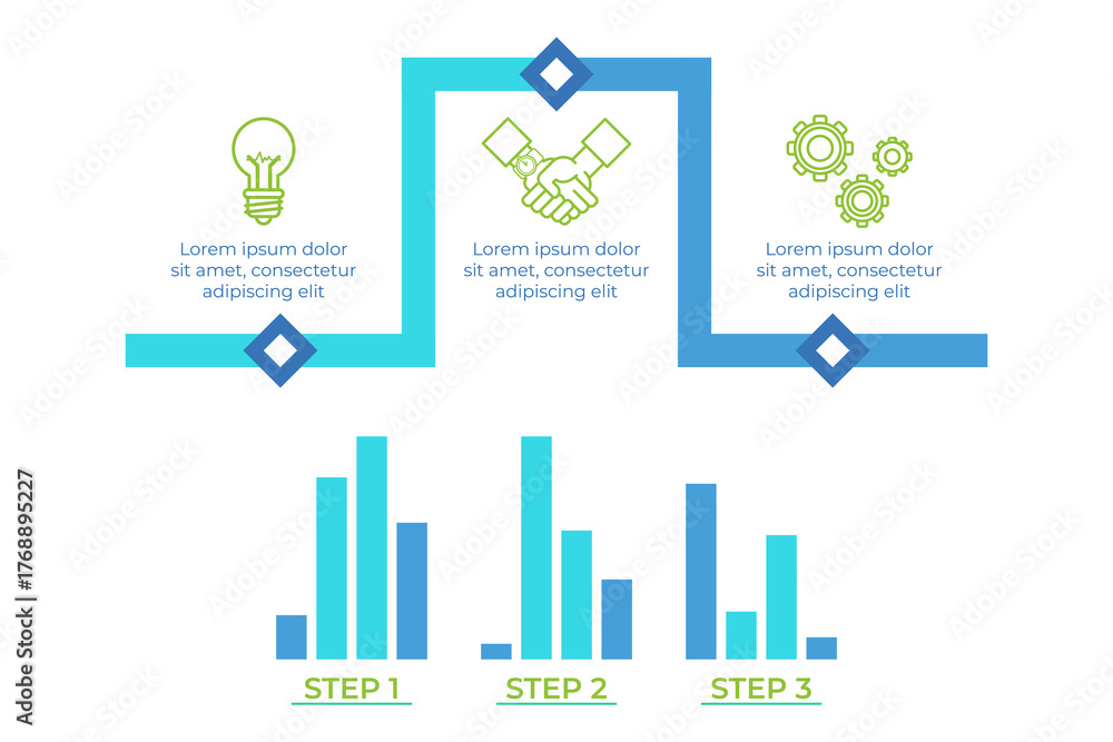 Three Key Steps Stock-Vektorgrafik „Infographic outlining three key steps for process ...