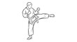 © Kuntol02 - Martial arts practitioner performing a dynamic side kick in a striking silhouette pose silhouette