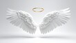 © Muhammad - Symmetrical white angel wings with a golden halo floating above, evoking purity, divinity, and celestial grace.