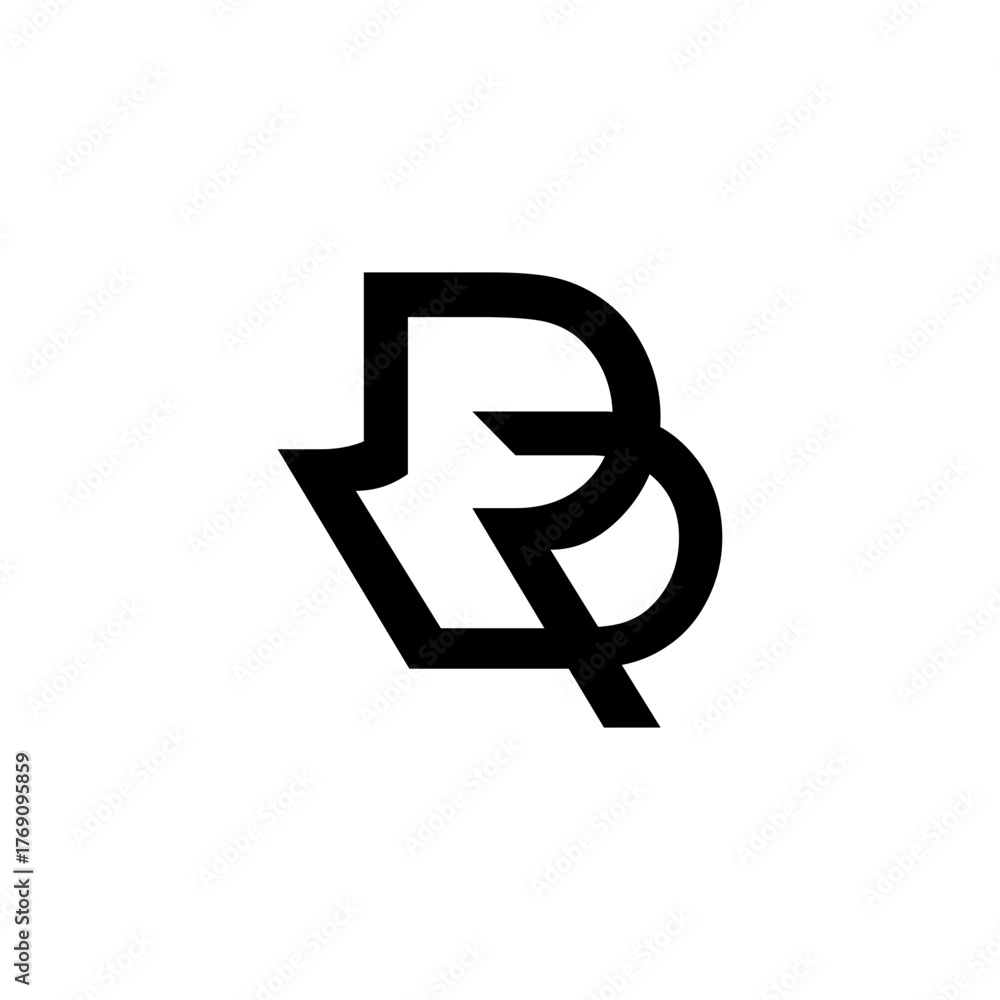 B And R Monogram Modern Black Monogram Letter BR Logo Design. Minimalist black monogram ...