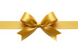 © digitalproducts - Golden gift ribbon bow tied in the center. gift wrapping, celebration, isolated on transparent background