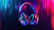 © tashechka - Colorful headphones with vibrant light effects in modern design