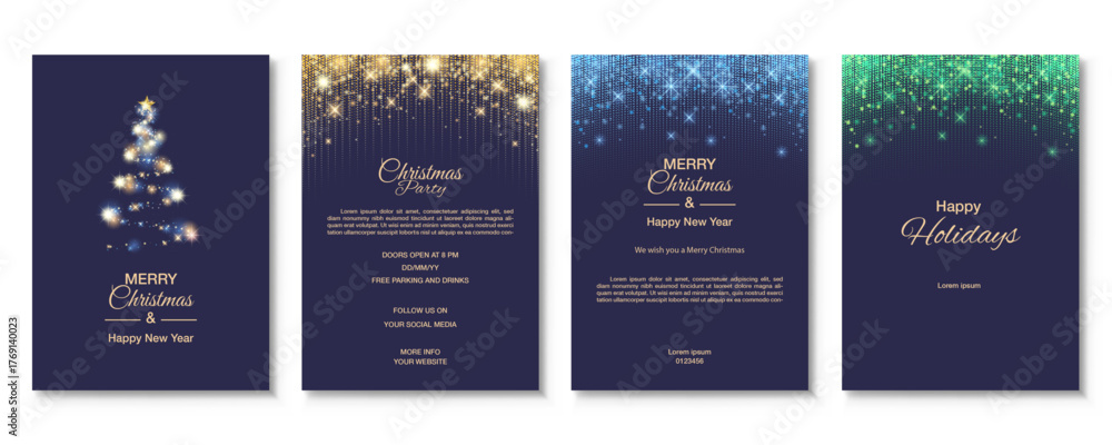 Merry Christmas and Happy New Year. greeting cards or poster template ...
