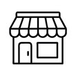 ©  monirul.islam08 - Outline icon of a storefront with an awning, door, and window shop building