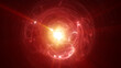 © Bolbik - Intense red abstract energy core with fiery swirling light trails and radiant glowing center, evoking heat, plasma, and nuclear power
