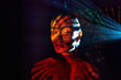 © VISTA by Westend61 - Surreal portrait with neon light effect and closed eyes in cyberspace