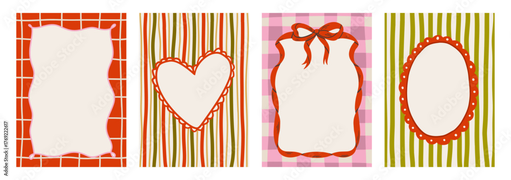 Elegant hand drawn frame set with vintage swirls, ribbons, and bows ...
