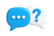 © aigiants - Blue and white speech bubbles with question mark 3d chat icon minimal realistic design element for help support faq or communication isolated on transparent background