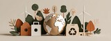 Minimalist glowing Earth with leaves and eco icons, Earth Day sustainability awareness visual