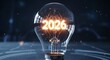 © Suriana - Illuminated 2026 inside lightbulb, representing future innovation and ideas.
