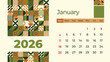 © dreemons - January 2026 calendar template with beautiful geometric design