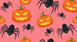 © Mael - Spooky celebration: Seamless pattern featuring jack-o'-lanterns and arachnids for festive