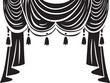 © Tee Craft - Elegant draped curtains with tassels decorative element for stage or window decor silhouette