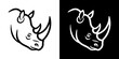 © Mandra - Rhino Head Outline Vector Illustration with Black and White Variations for Design Projects
