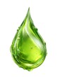 © Yuliia - Green liquid drop with dynamic swirling motion and bubbles isolated on white background, suitable for natural cosmetics and eco-friendly product designs.