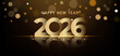 © Southsticks - 2026 Happy New Year celebration background. Golden numbers with glow light effects on black.