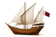 © PNG Kingdom  - Qatari dhow sailing ship with national flag, representing arabian culture and traditional maritime heritage with transparent background