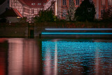 Wrocław, Noc, Światła, podróż, architektura miejska, długi czas ekspozycji, mosty, Night, Lights, travel, urban architecture, long exposure, bridges, fontanna, fountain, bridge,