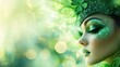 © mashimara - Green Beauty's Aura: A woman in a green glittery makeup and accessories is radiating the festive spirit of St. Patrick's Day with an aura of elegance and beauty