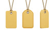 © MdMilon - Three yellow blank tags isolated on transparent background, showing front and side views