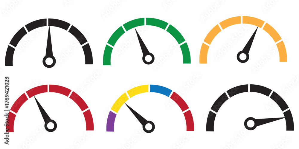 Speedometer Signs speedometer icons. Performance indicator sign. Car speed. Fast internet ...