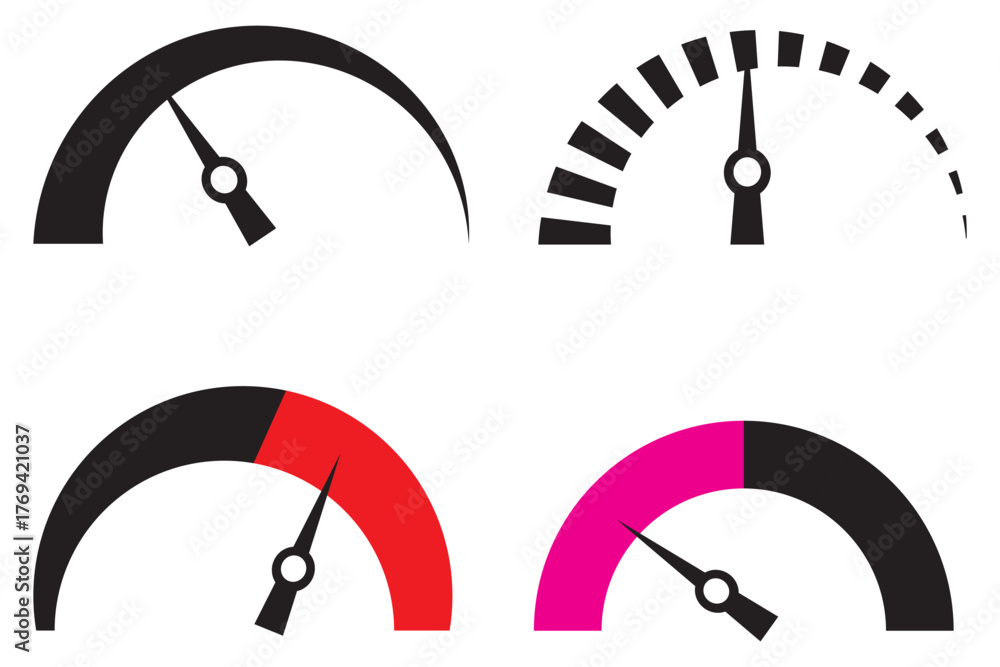 Speedometer Signs speedometer icons. Performance indicator sign. Car speed. Fast internet ...