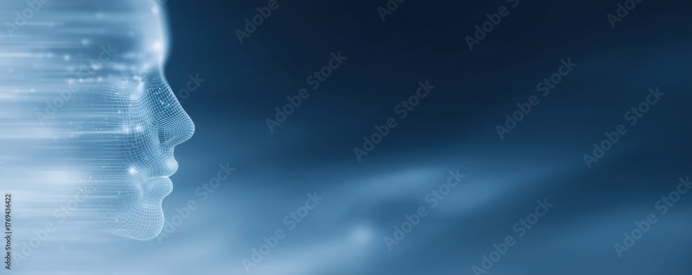 Futuristic digital visage, Abstract human face with data flow, Neural ...
