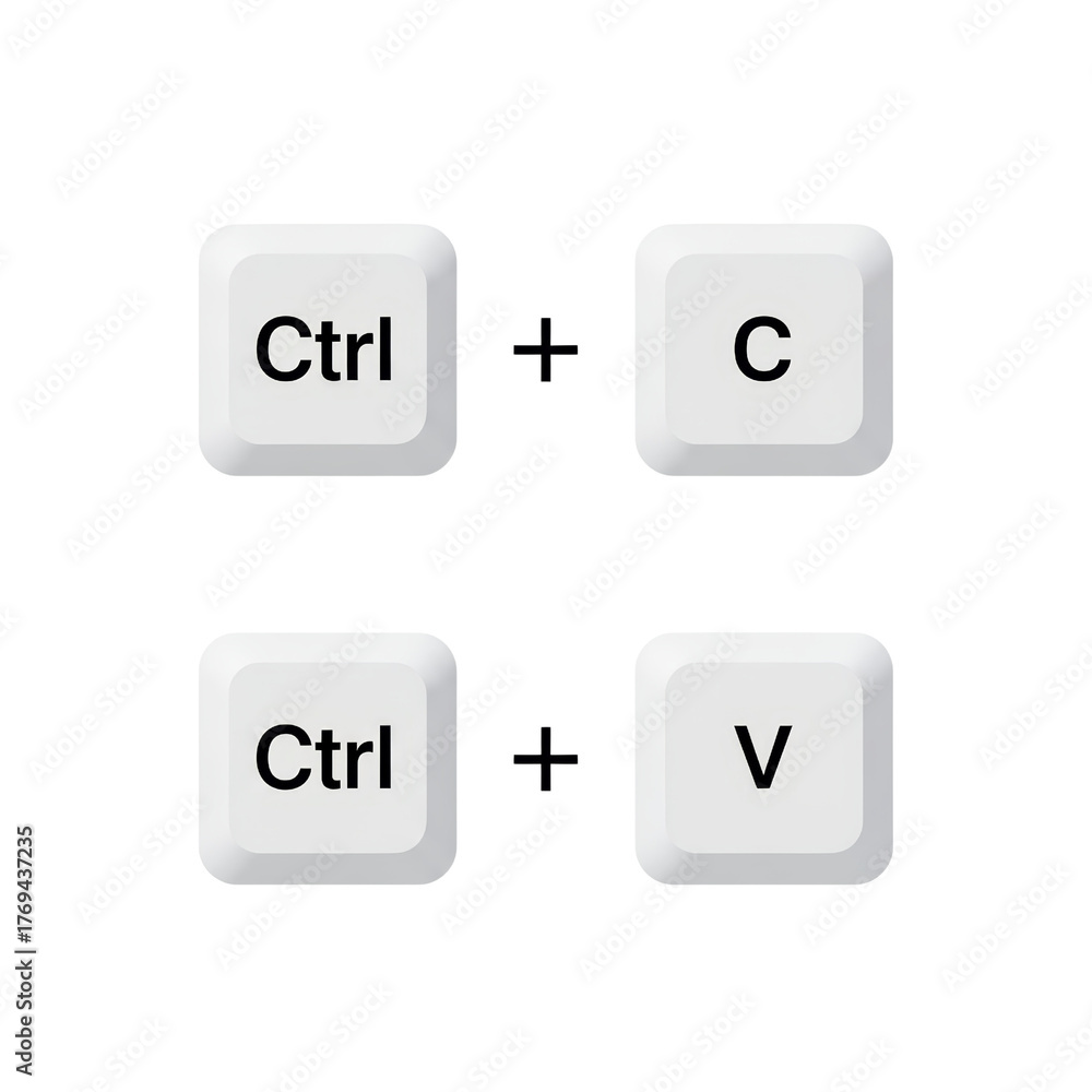 Digital shortcuts illustrating control plus copy and control plus paste ...