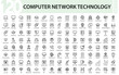 © artnazu - Computer Network Technology Icons Collection. Modern Digital Connection, Cybersecurity, Data Server, and Communication Symbols.